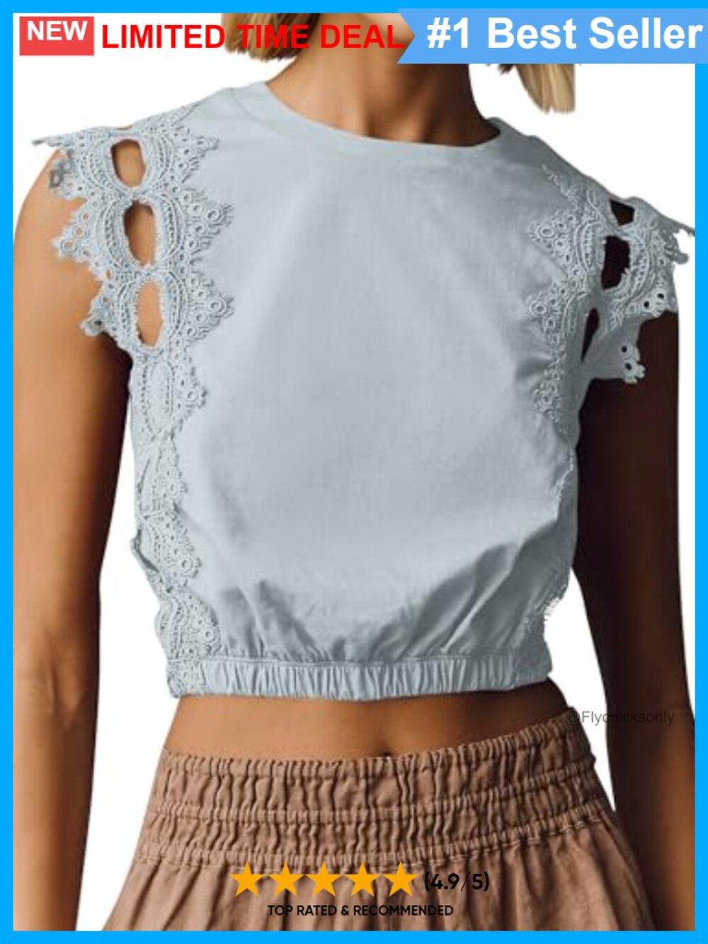 Lace Cutout Bubble Tank Top Sleeveless Eyelet Cropped Boho Summer Shirt